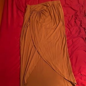 Plus High Waist Ruched Asymmetrical Hem Skirt